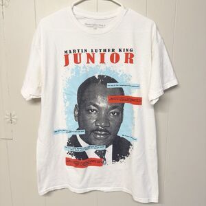 Martin Luther King Jr Portrait And Quotes Graphic T Shirt White Men L EUC